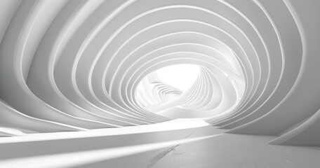 Wall Mural - Abstract White Curved Tunnel Architecture