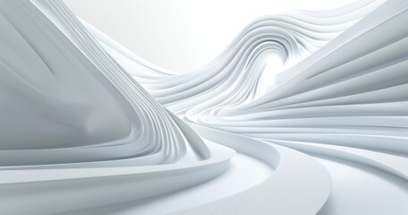 Wall Mural - Abstract White Curved Architecture