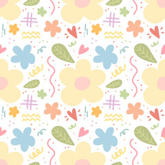 Canvas Print - cute flower floral seamless pattern background