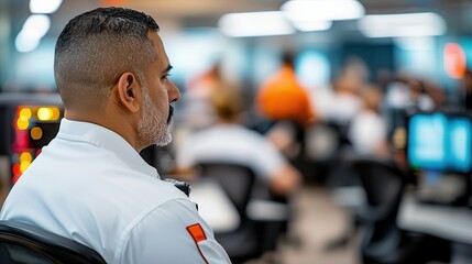 Security Guard In Office Building.