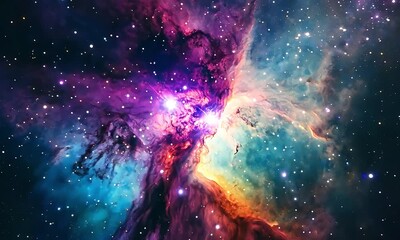 Wall Mural - colorful and vibrant nebula with glowing stars in deep space, showcasing the beauty and mystery of t