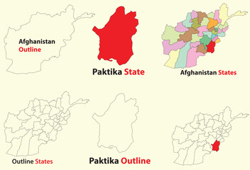  Paktika map vector of Afghanistan, Paktika line map, Paktika with city map, Paktika outline map