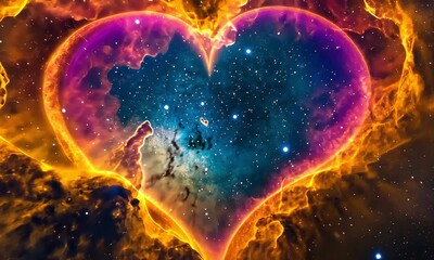 Wall Mural - Heart-Shaped Nebula in Vibrant Colors in Deep Space