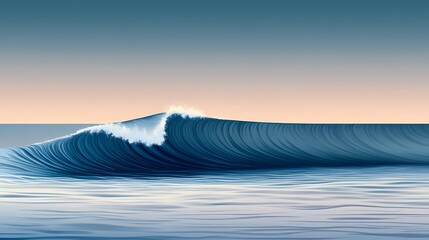 Wall Mural - A single wave breaking in the ocean at sunrise.