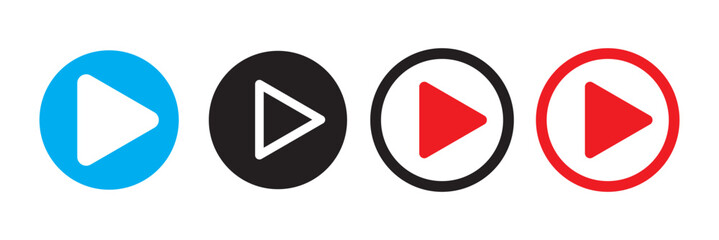 Set of play buttons icons. Play buttons. Video audio player button vector illustration. Play Icon set. Play button vector icon.