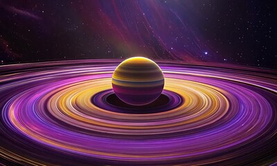 Wall Mural - Colorful Gas Giant with Vibrant Planetary Rings in Deep Space