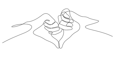 Wall Mural - heart sign hand gesture one line drawing vector illustration minimalism