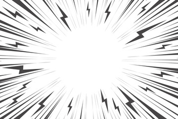 Cartoon comic background. Vector pop art halftone frame with thunder and flash. Manga abstract design with lightnings and explosion effect. Electric blast vintage poster and banner