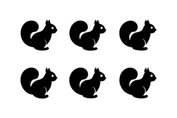 Poster - Squirrel logo icons. Set of silhouette vector illustrations.