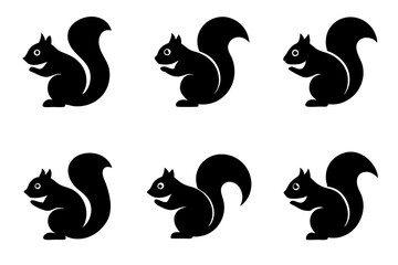 Wall Mural - Squirrel logo icons. Set of silhouette vector illustrations.