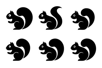 Wall Mural - Squirrel logo icons. Set of silhouette vector illustrations.