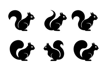 Wall Mural - Squirrel logo icons. Set of silhouette vector illustrations.