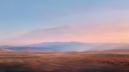 Wall Mural - The peaceful desert twilight reveals a serene landscape with the soft, cool blues of the evening sky contrasting against the warm,