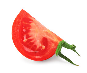 Canvas Print - cut of fresh tomato isolated on white background. clipping path