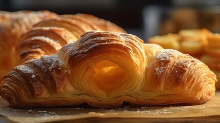 Wall Mural - Freshly Baked Croissant with Powdered Sugar