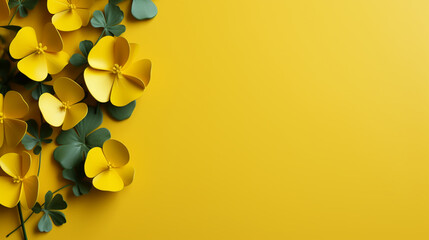 Four-Leaf Clover Pattern in yellow and green colors, background for saint patrick day