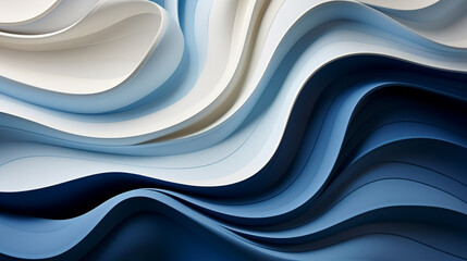 Wall Mural - Paper art cartoon abstract waves. Paper carve background. Modern origami design