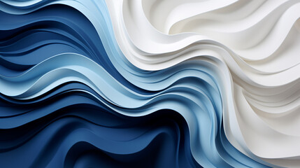 Wall Mural - Paper art cartoon abstract waves. Paper carve background. Modern origami design