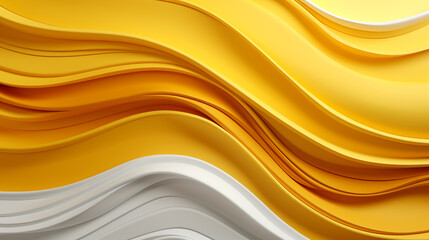 Wall Mural - Abstract yellow and white paper wavy shapes background.