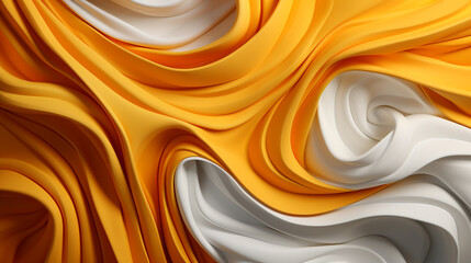 Wall Mural - Abstract yellow and white paper wavy shapes background.