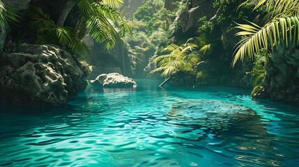 Wall Mural - Beautiful waterfall in the jungle