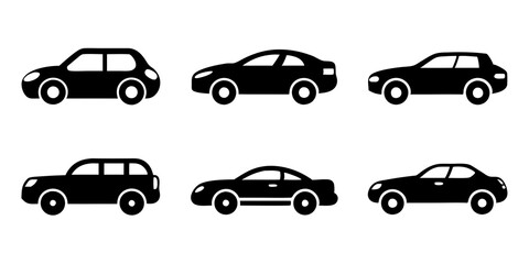 Wall Mural - Different style car icons set silhouette vector illustration