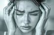 © João Macedo - Young woman suffering from strong headache is touching her temples