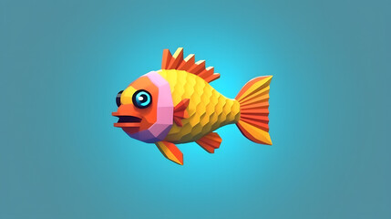 Sticker - Fish 3d pixel Cartoon