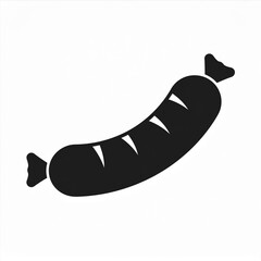 sausage black icon isolated on white