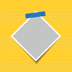 Aufkleber - Photo frame stickers with yellow background. Blank sticker hanging on a wall. realistic photo card. Photo frame stickers. mockup design