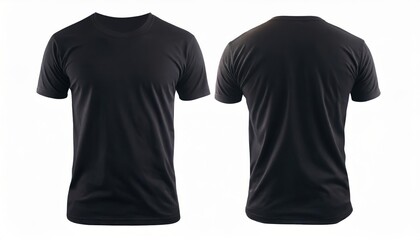 Poster - Black t shirt front and back view, isolated on white background