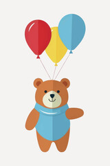 Sticker - Cute bear with colorful balloons