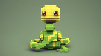 Poster - Snake 3d pixel Cartoon