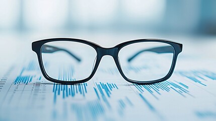 Wall Mural - a pair of eyeglasses rests on a bond market report with highlighted sections indicating the impact o