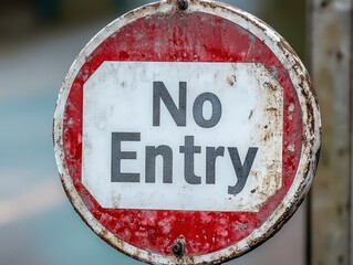 red and white sign with a bold 