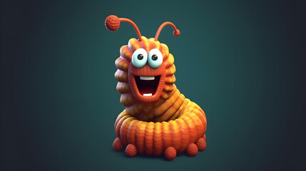 Worm 3d pixel Cartoon