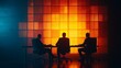 © Paul GoToMars - Silhouetted figures in a corporate meeting against a vibrant abstract backdrop, emphasizing teamwork and collaboration.