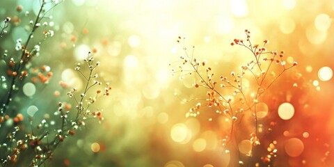 Poster - Imagine a nature-inspired background with an abstract design that incorporates colorful bokeh effects and soft light gradients to create a dreamy and artistic atmosphere