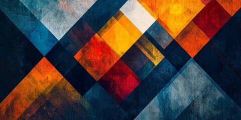 Wall Mural - generate an intricate geometric pattern with bold colors and abstract textures forming a decorative 