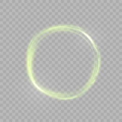 Wall Mural - glowing green circle on transparent background. glowing ring with bright backlight. round green fram
