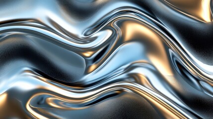 Wall Mural - Abstract Silver Liquid Waves