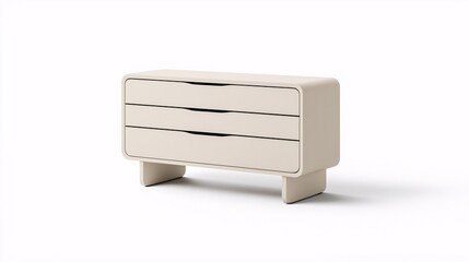 Modern Minimalist Dresser: A sleek and stylish dresser with three drawers and a curved design, perfect for contemporary interiors. 