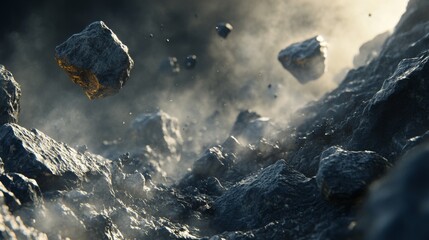 Poster - Asteroid Field: A Cosmic Dance of Dust and Debris