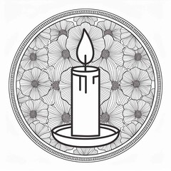 Wall Mural - candle line art logo