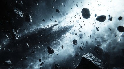 Poster - Spaceship Among Asteroids