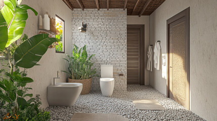 Wall Mural - A photo of the small bathroom interior design