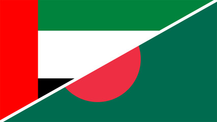 Poster - UAE and Bangladesh flags combined in a split design, symbolizing international relations, global unity, and cultural exchange