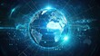 © DanStock - Futuristic digital globe with glowing lines and data.