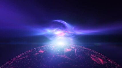 Wall Mural - dark universe nebula light with 3d sphere seamless looping background.