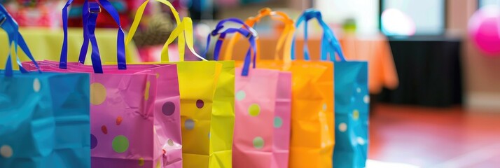 Party favor bags for a child's birthday celebration